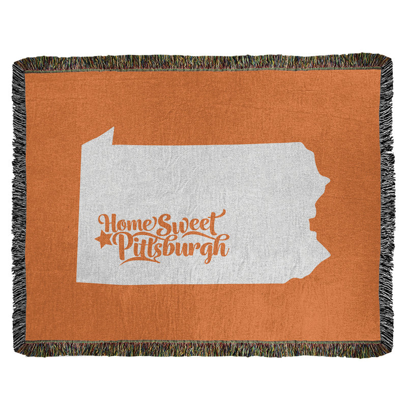 Jeté en coton tissé pittsburgh pennsylvanie, l 60 po x L 80 po, Orange