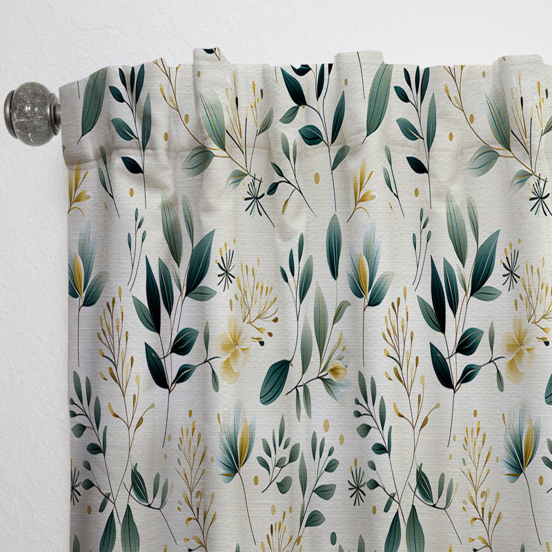 Minimalist Botanicals III - Botanical Blackout Curtain Single Panel, 52" W x 108" L