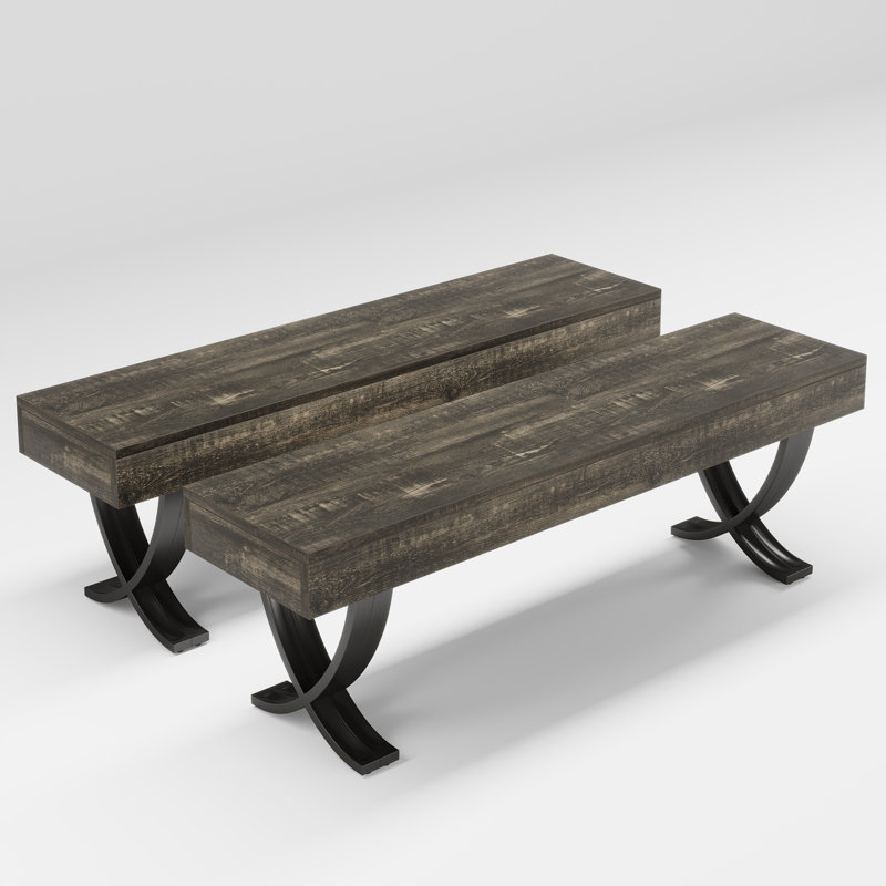 55-Inch Dining Bench, Rustic Kitchen Table Bench, Gray