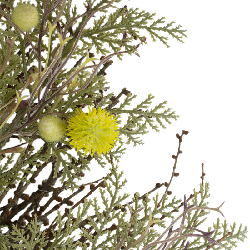 20-Inch Yellow and Green Artificial Grapevine Floral Wreath