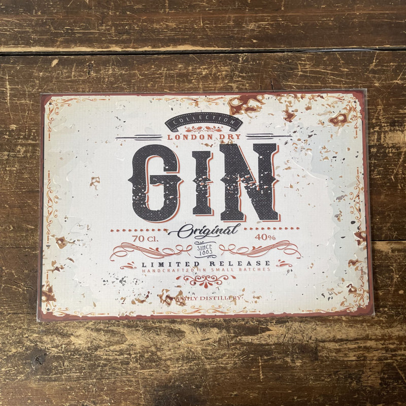 Kapiolani London Dry Gin Bar Tin Sign Metal Sign Plaque, 40" H x 60" W