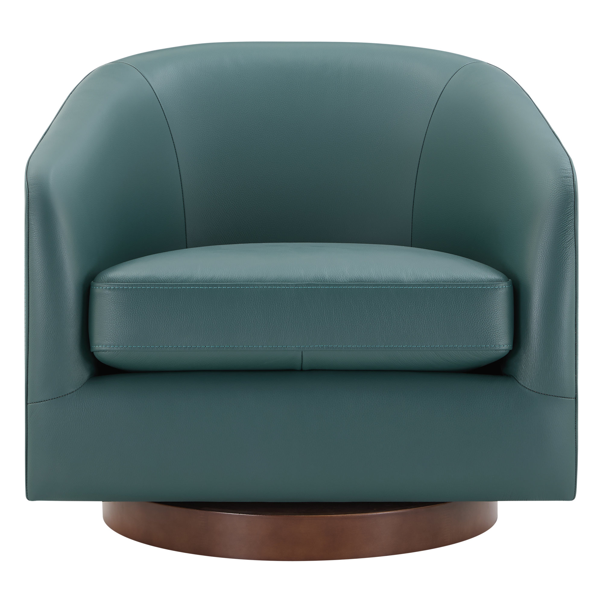 Bennett Genuine Leather Swivel Barrel Chair, Teal
