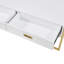 Table basse moderne moderne blanche avec 4 tiroirs et base dorée de 47,3 po-1733425263