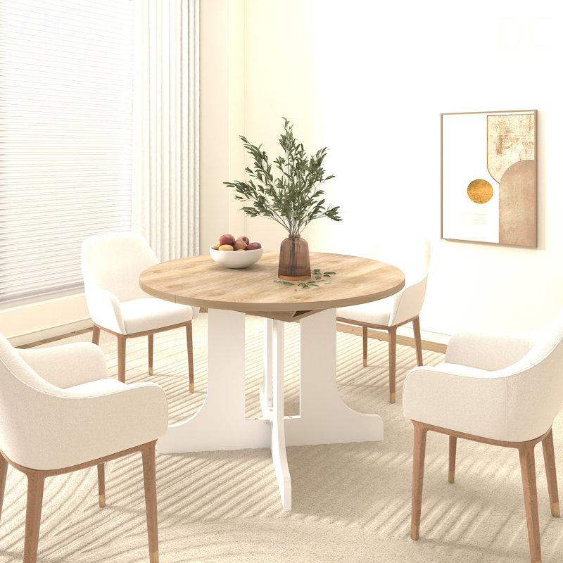 Table de salle à manger pour table de ferme extensible 59 po x 43 po avec tréteau amovible en forme de X et base blanche