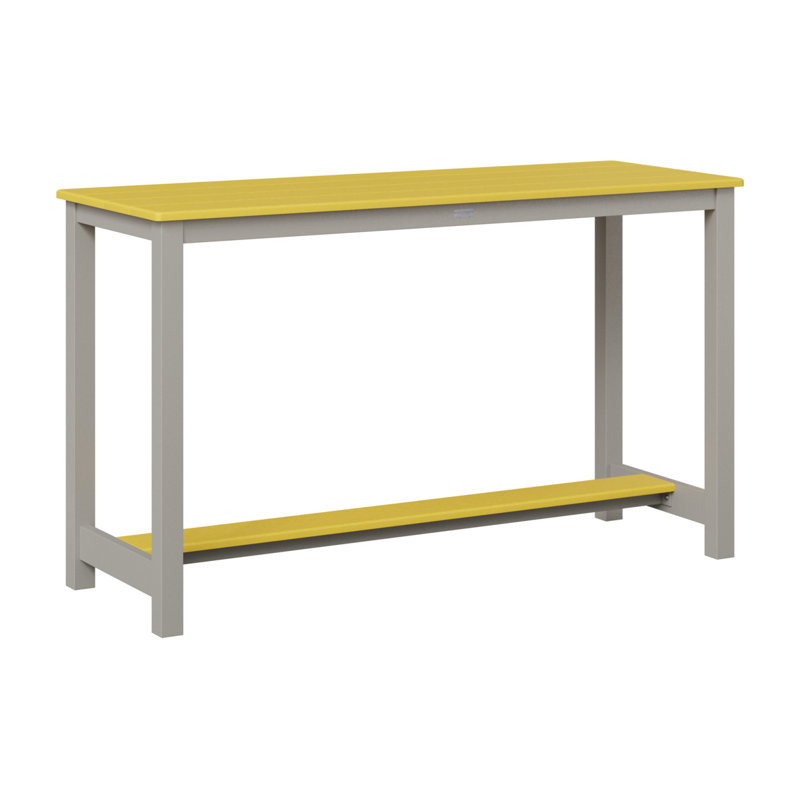Balcony Outdoor Bar Table, Platinum Silver, 35.5" H x 60" W x 22" D, Sunburst Yellow