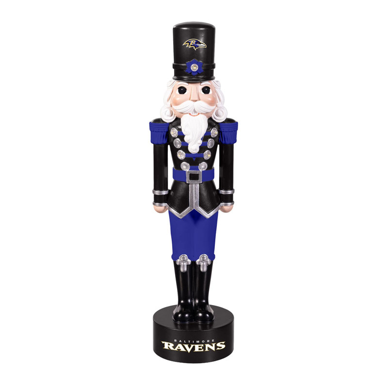Casse-noisette lumineux DEL sous licence officielle NFL, 30 cm de hauteur, Ravens de Baltimore