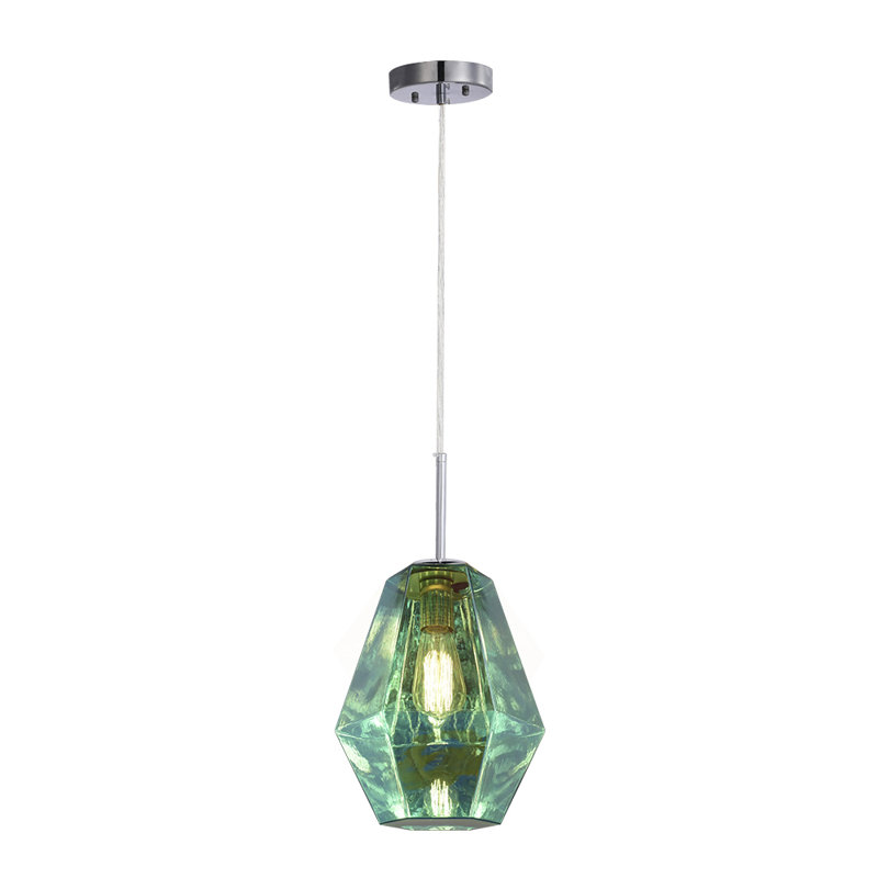 Luminaire suspendu géométrique 1 lumière Taurus, Saphir rose, Argent