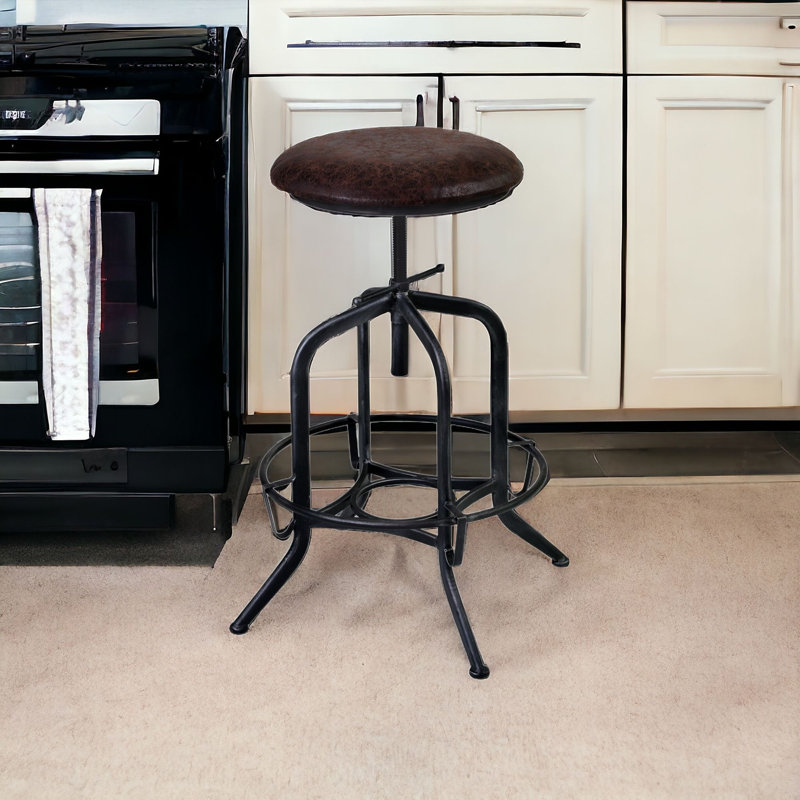 Tabouret de bar réglable brun et noir de style industriel