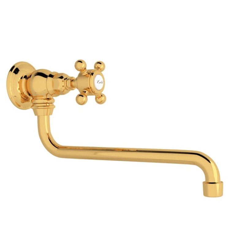 Country Kitchen Pot Filler, Italian Brass, Cross Handle