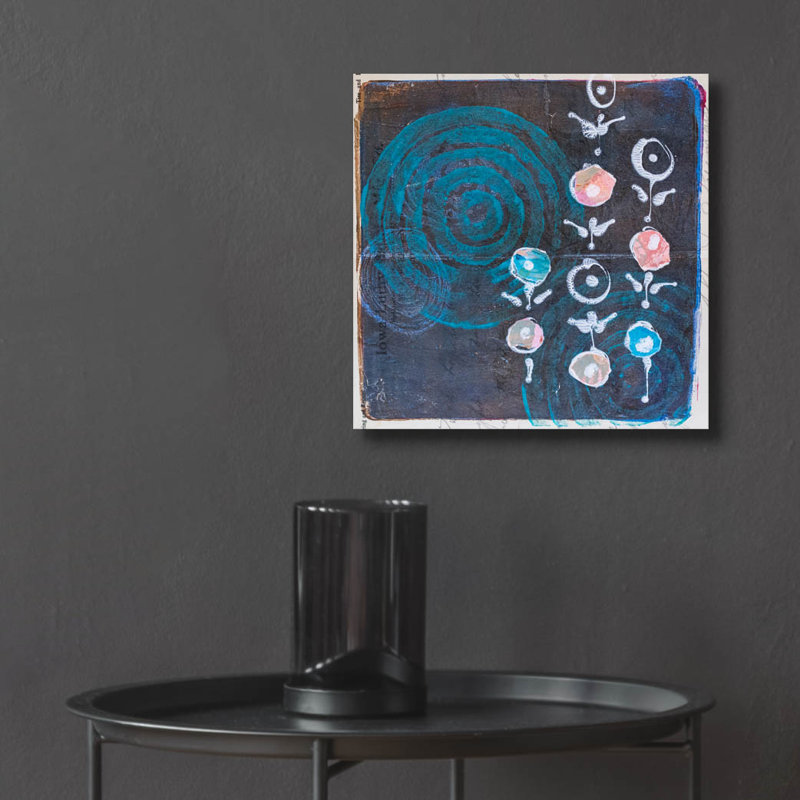 «Spiral Blooms Blue» par St. Hilaire Elizabeth, H 12 po x l 12 po x P 0,13 po