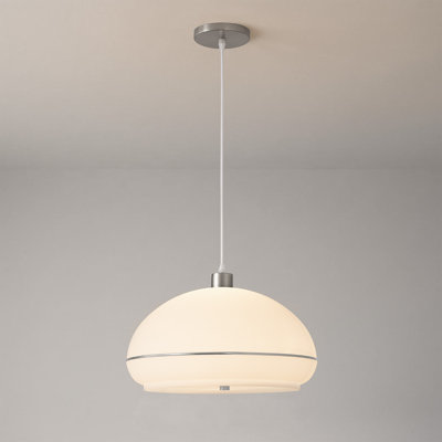 Morelli Pendant - Satin Nickel Steel, Satin Nickel Steel Base, Satin Nickel Lucite Half-Dome, Dimmable, Bulb Included