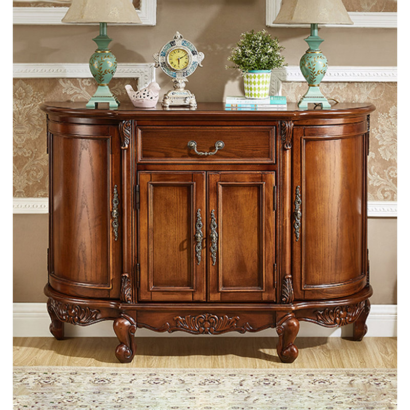 Console ornée de style antique avec pieds sculptés et rangement de tiroir, H 34,65 po x l 47,24 po x P 13,39 po