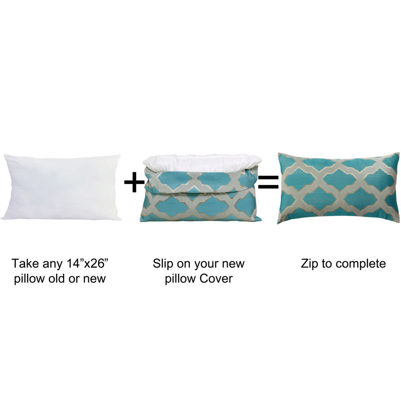 Geometric Rectangular Lumbar Cushion Cover, Deep Teal