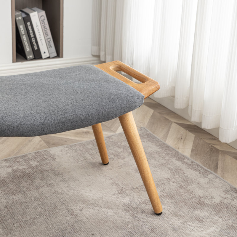 Kronsberger Upholstered Ottoman, Gray Linen Blend