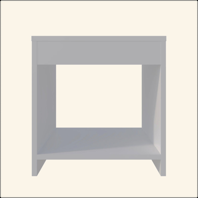 White Nightstand With Open Storage, White