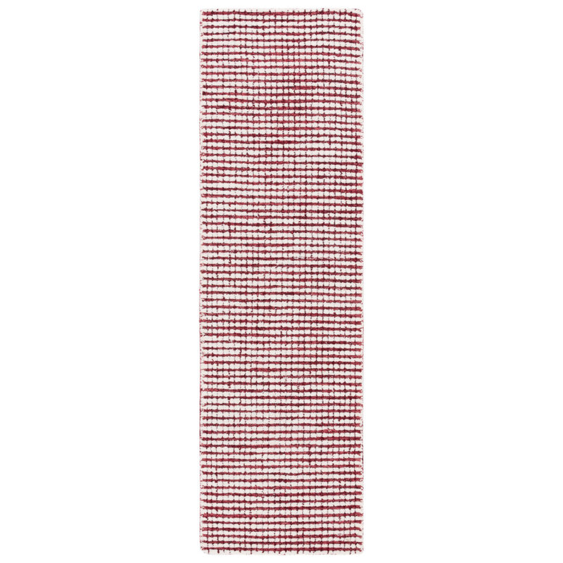Tapis abstrait en laine à carreaux touffeté à la main, Tapis de couloir 2 pi 3 po x 8 pi