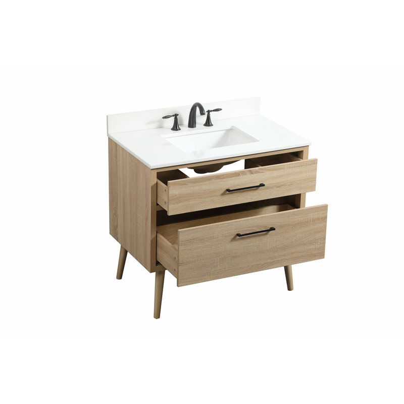 Steinfeldt 36'' Single Bathroom Vanity with Engineered Marble Top, Mango Wood