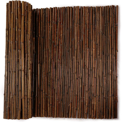  3ft * 8ft Carbonized Bamboo Cane Fence For Garden Balcony Decoration Fence Panel Black