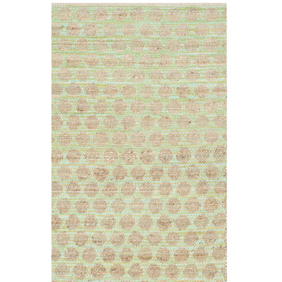 Arria Cape Cod Hand Woven Jute/Cotton Polka Dots Rug in Green/Natural