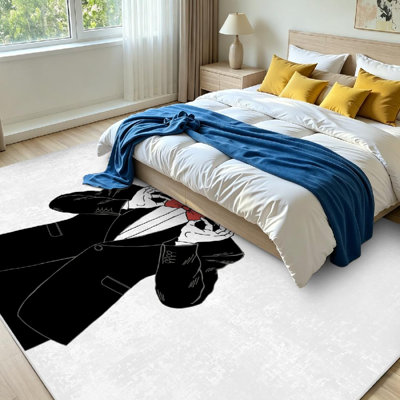 Tapis d'intérieur transparent lavable à la machine, motif raton laveur en smoking avec nœud papillon