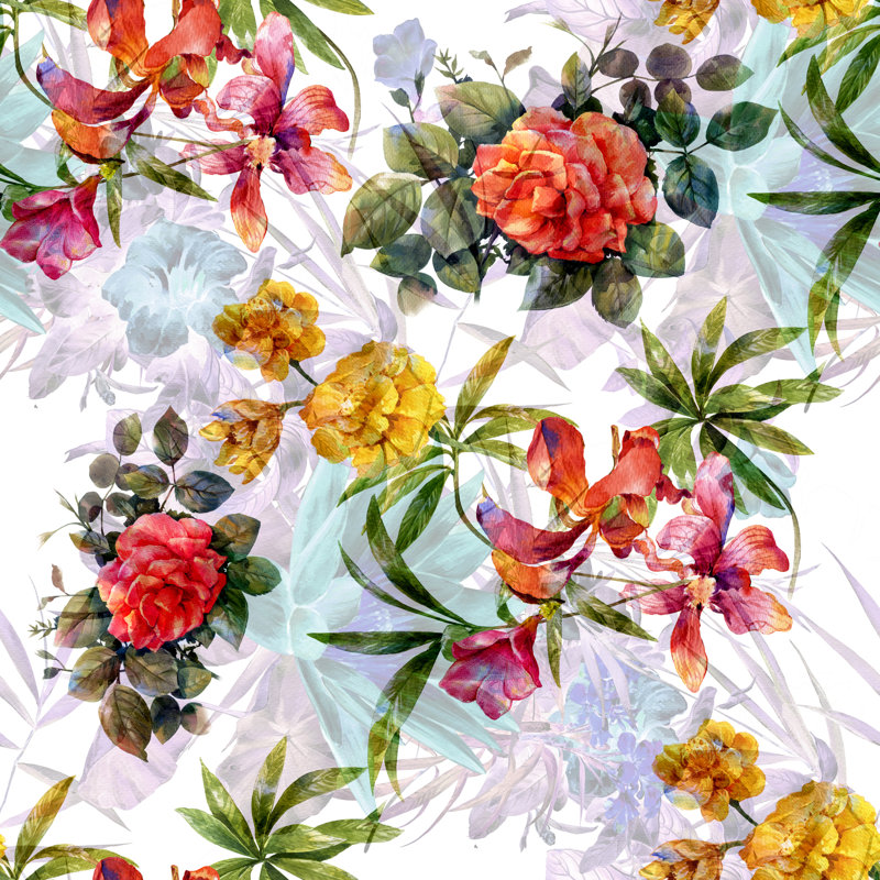 Eyvetta Floral Background - Wrapped Canvas Painting, 51cm H x 51cm W x 3.8cm D