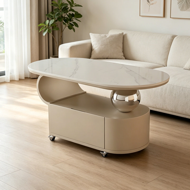 Table basse Modern Luxury, H 19,68 po x L 35,43 po x l 17,71 po, Ivoire ivoire