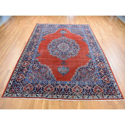 Tapis en laine noué à la main 8 pi 8 po x 12 pi Tabriz persan antique orange ouvert 31795274C7CB4293A0B0B1F5100BC8BD