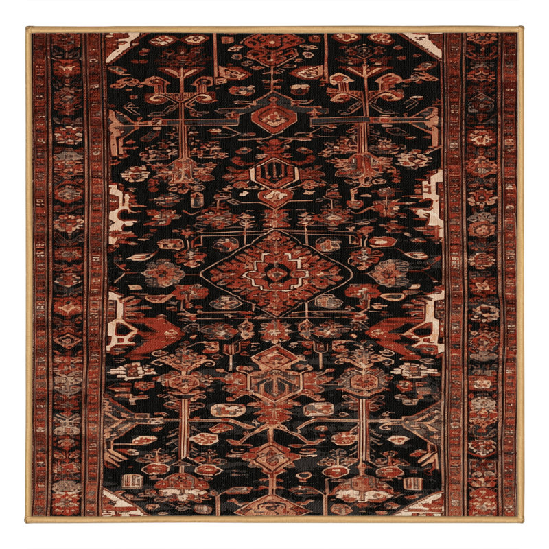 Tapis brun turc lavable à la machine, Carré 4 pi