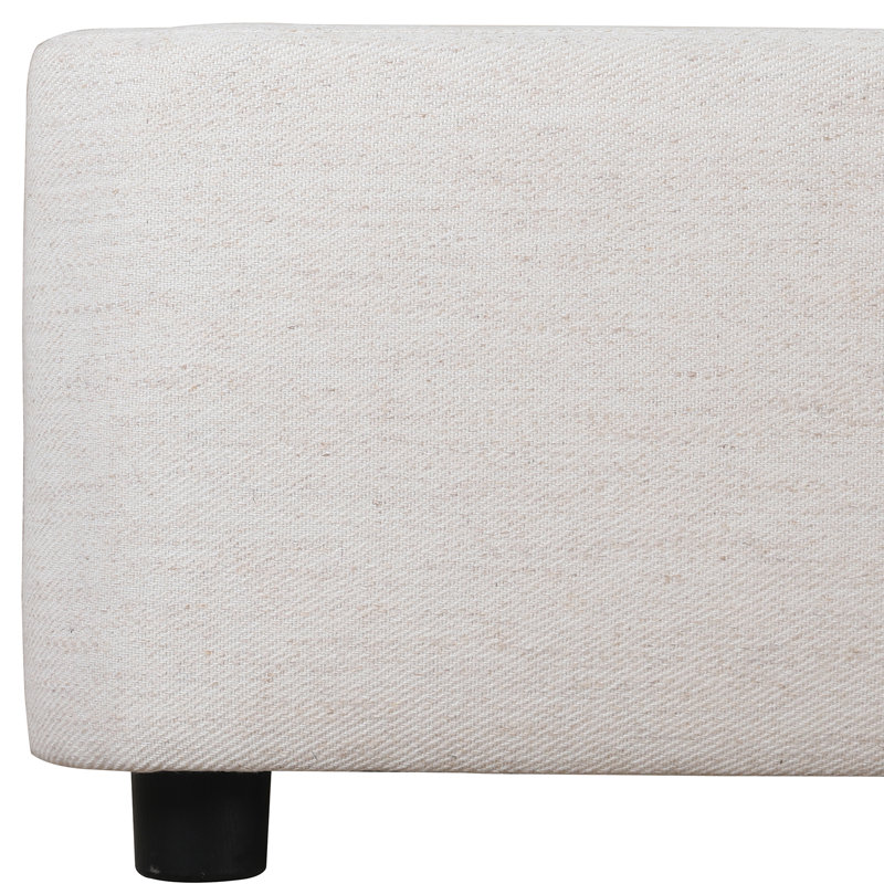 Crosby Upholstered Low Profile Platform Bed, Queen, Beige Basketweave