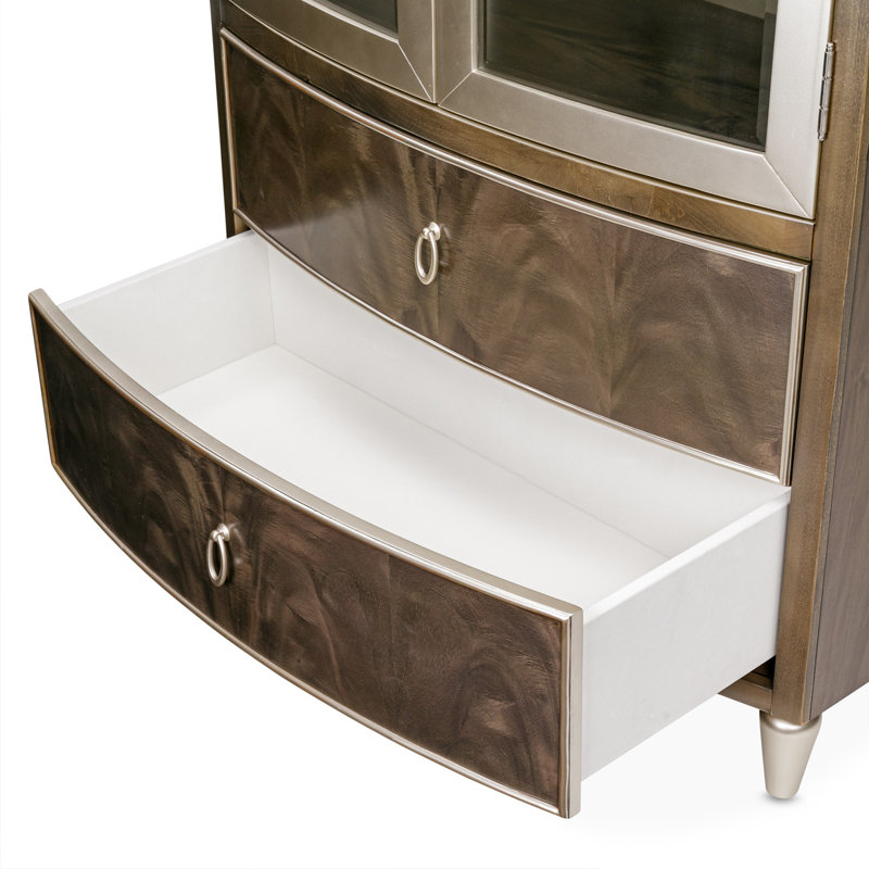 Villa Cherie Display Cabinet with LED Lighting, Hazelnut