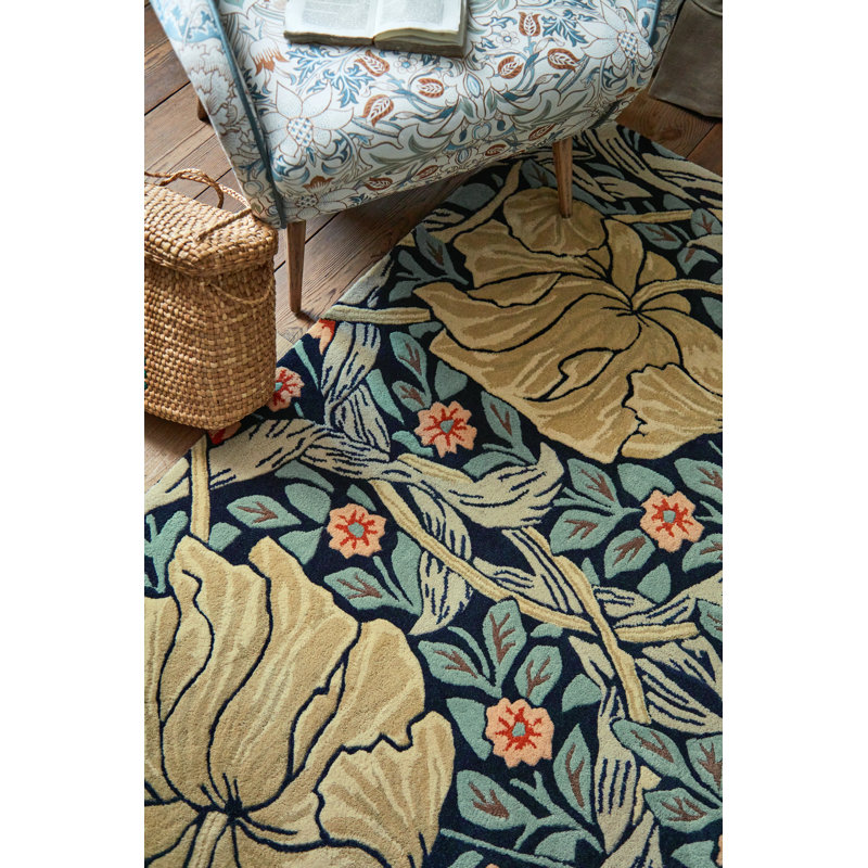 Handmade Wool Floral Area Rug, Rectangle 9' x 12'