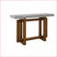 Table basse moderne en faux béton avec base en noyer - Légère et amp; Stable pour le salon