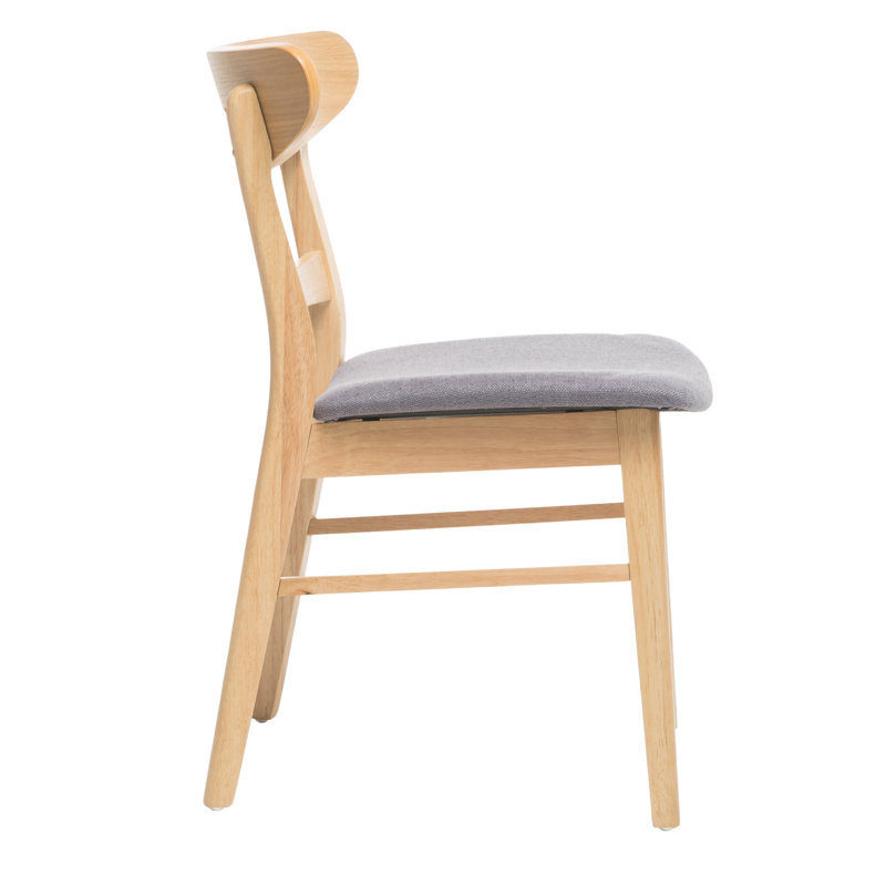 Chaise d'appoint en bois massif Barros, Gris foncé, Noyer