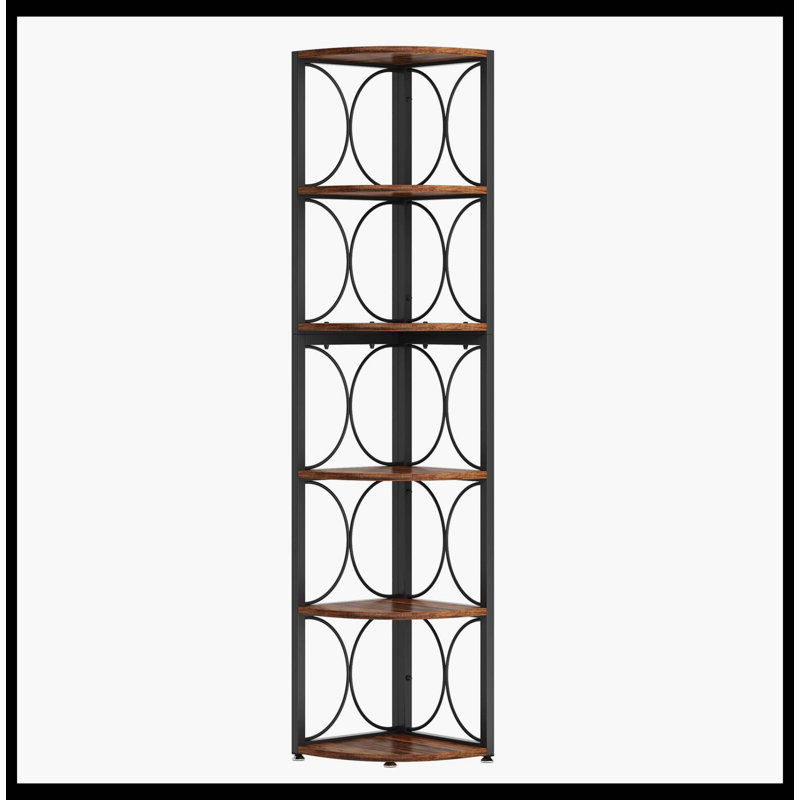 Étagère d'angle à 6 niveaux, bibliothèque d'angle 67 "