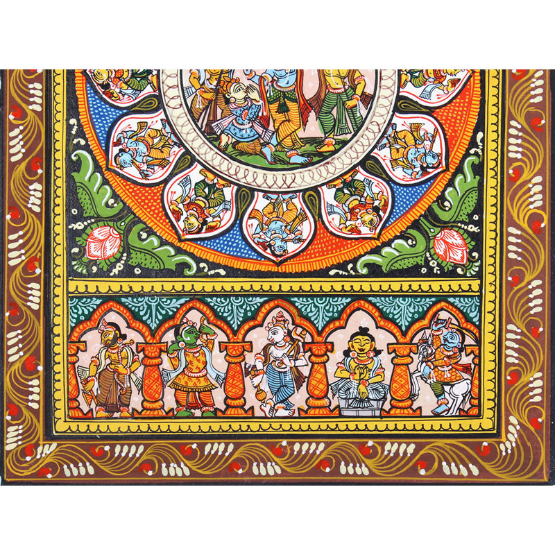 Lord Krishna Lifting Goverdhan Mountain With Dashavatara Of Lord Vishnu