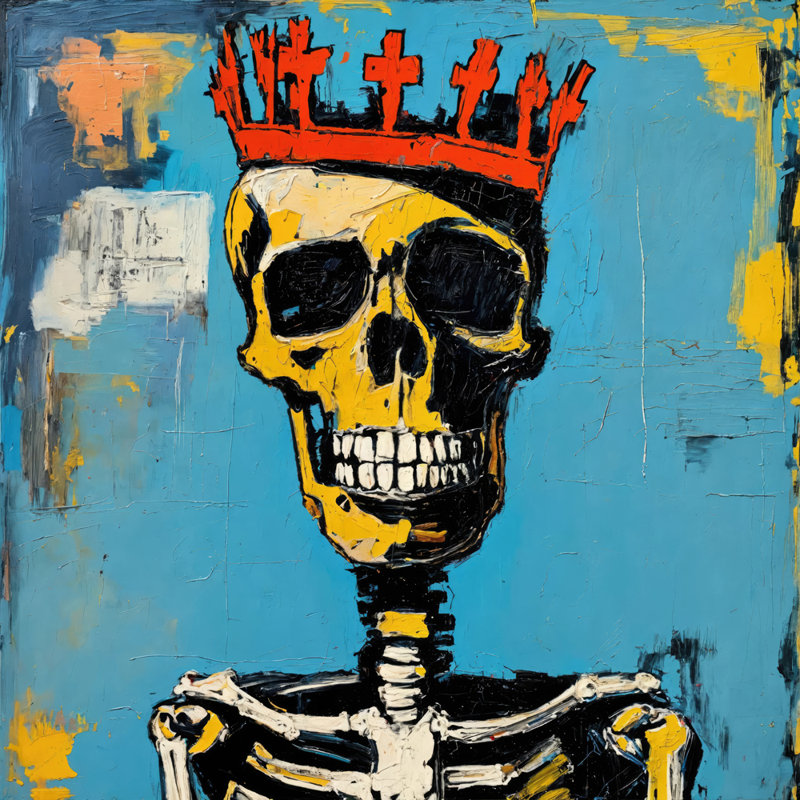 Skeleton 30-Homage-Basquiat, estampe numérique sur toile tendue avec châssis, H 24 po x l 24 po