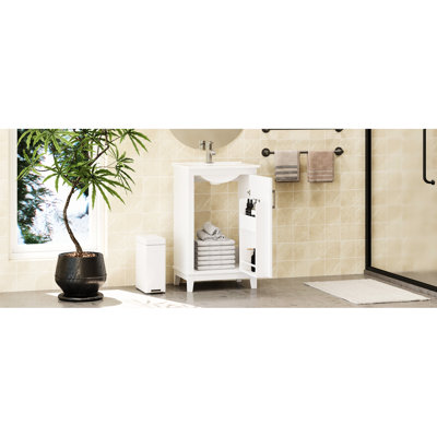 Compact 20" Bathroom Vanity Cabinet With Ceramic Sink - Ample Storage & 20 Inch Basin Build