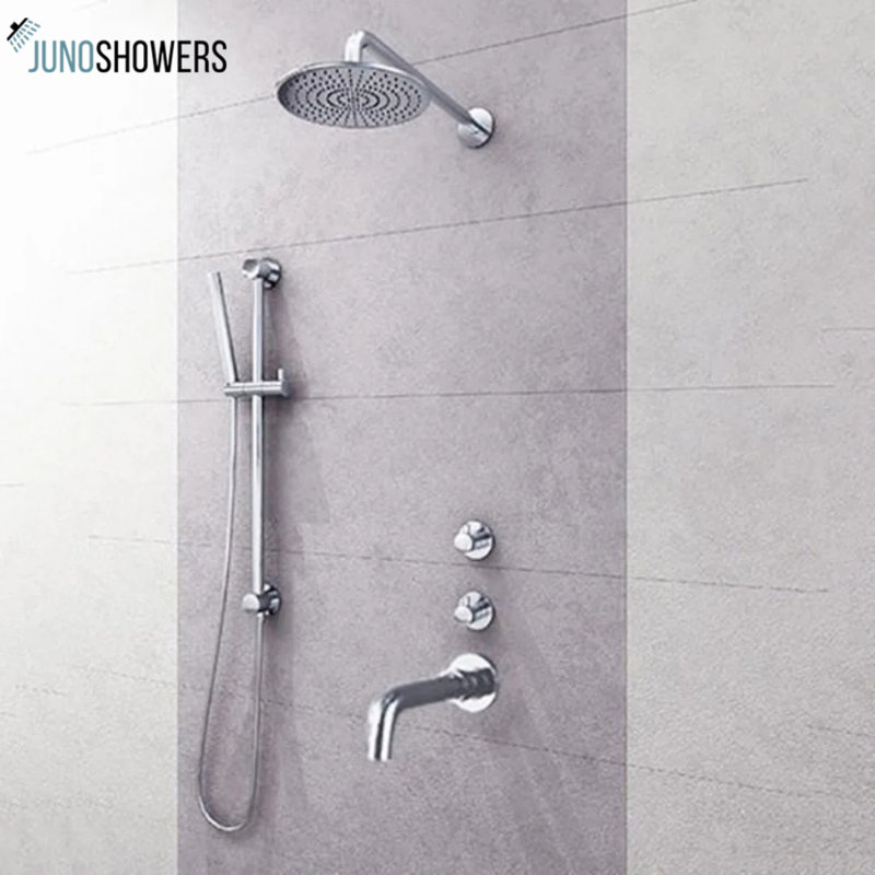 Wall-Mounted Chrome LED Shower Set with Handheld Shower Head and Mixer Valve Control