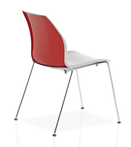 Chaise d'invité à 4 pieds Vortex, Rouge / blanc