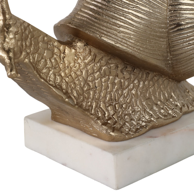 Gold Snail Sculpture On Marble Base For Home Decor - Decorative Objects And Statues For Shelf, Kitchen Decor, Or Living Room Decorations - Figurine Accent - 6.5", Gold