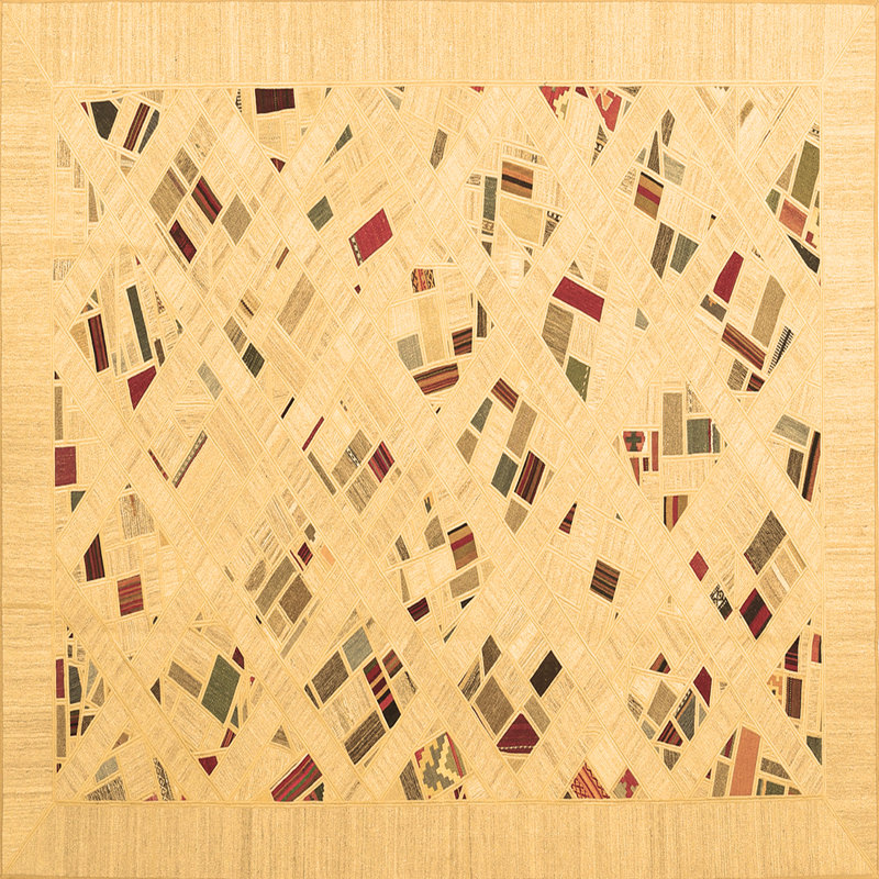 Washable Southwestern Indoor Rug, Square 3'