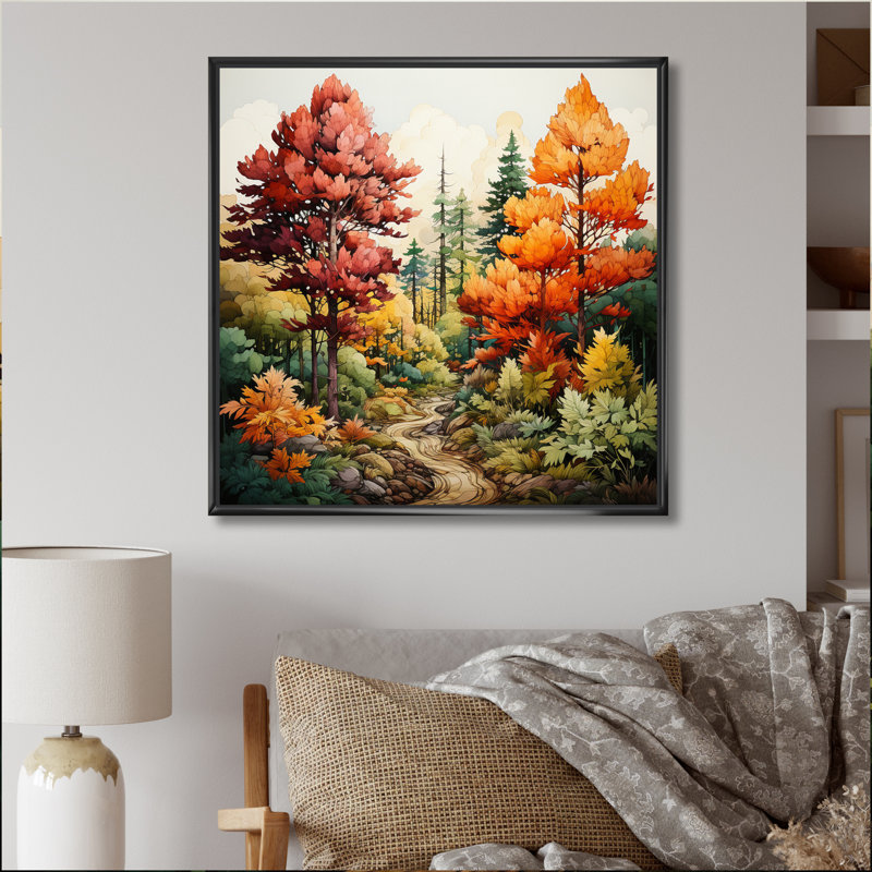 Pine Tree Autumn Magic II - impression, H 24 po x l 24 po x P 1 po, Cadre flottant noir
