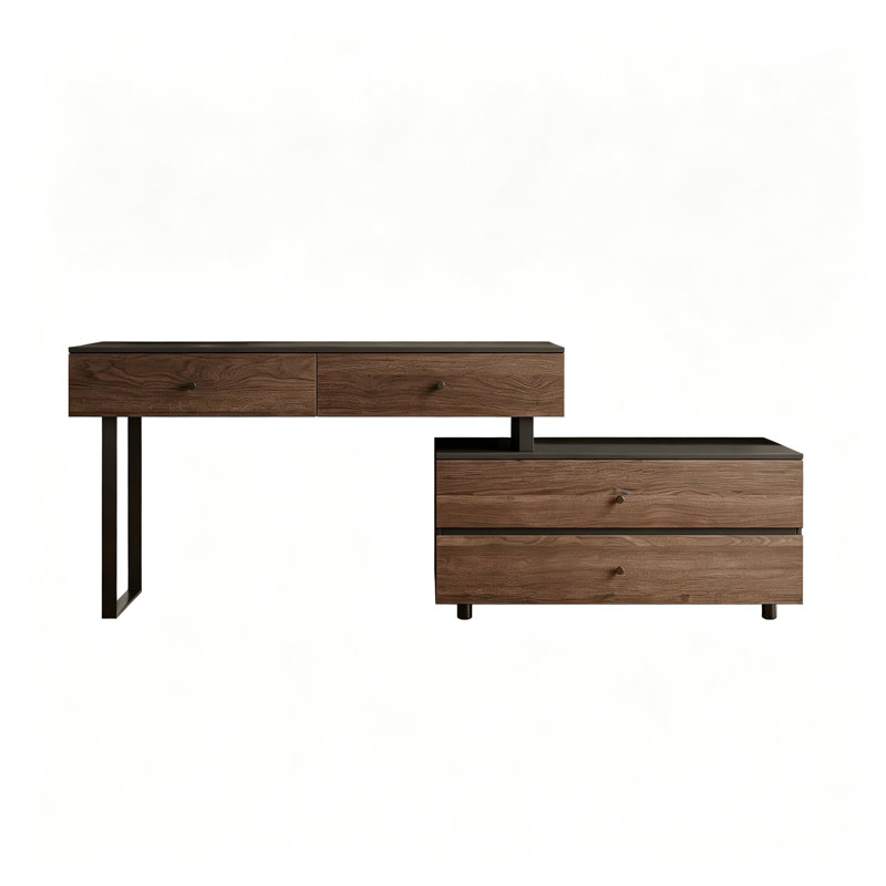 Bureau de coiffeuse extensible en bois avec 4 tiroirs de rangement Carmavy