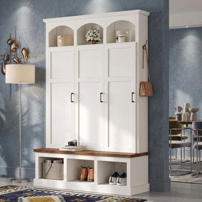 Modern 74.3" Hall Tree with Bench and 5 Hooks