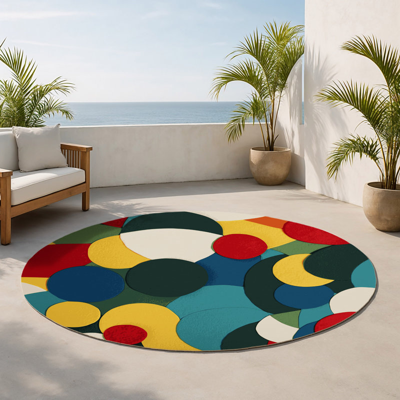 Tapis intérieur et extérieur Funky Sway, Rond 5 pi