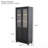 74.5''H Ash Wood Grain Display Cabinet Bookcase With Storage, Glass Doors Pantry With Adjustable Shelves, Mid-Century Modern Curio Cabinet Bookshelf