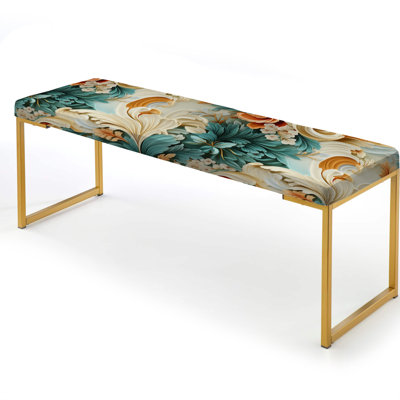 Paisley Upholstered Gold Bench
