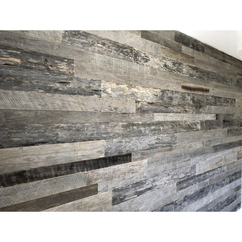 Panneaux muraux en bois de grange de largeur aléatoire x de longueur variable, Gris