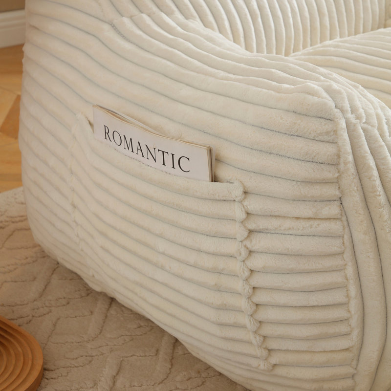 Fauteuil à billes avec accoudoirs et repose-pieds, Beige