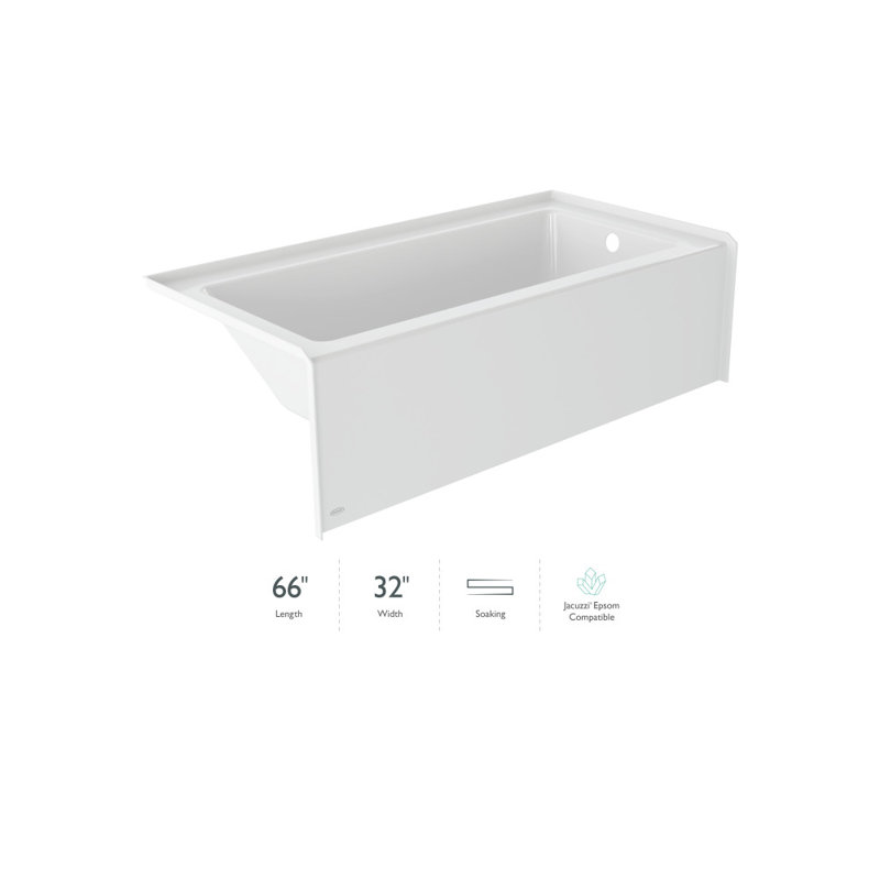 SIGNATURE® Rectangle Flat Front 6632 Skirted Soaking LH Access Panel Oyster, Right, White